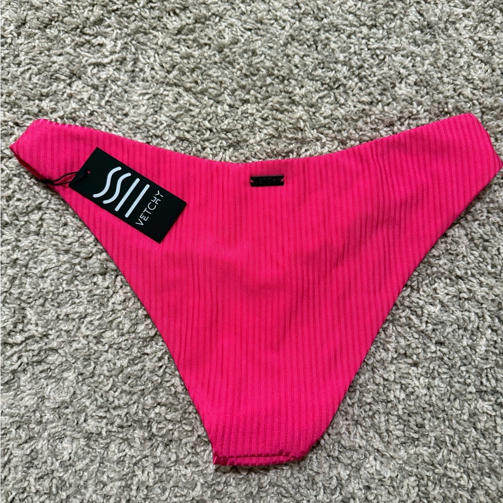 VETCHY | LAGUNA BIKINI SHINY RIBBED MAGENTA | BOTTOMS ONLY** - Picture 2 of 4
